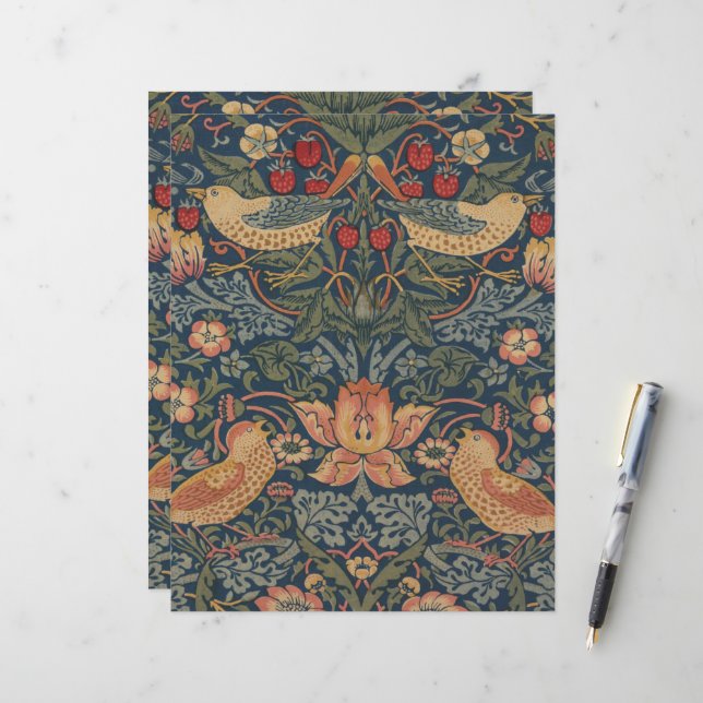 William Morris Strawberry Theves Birds (Frente/Verso In Situ)