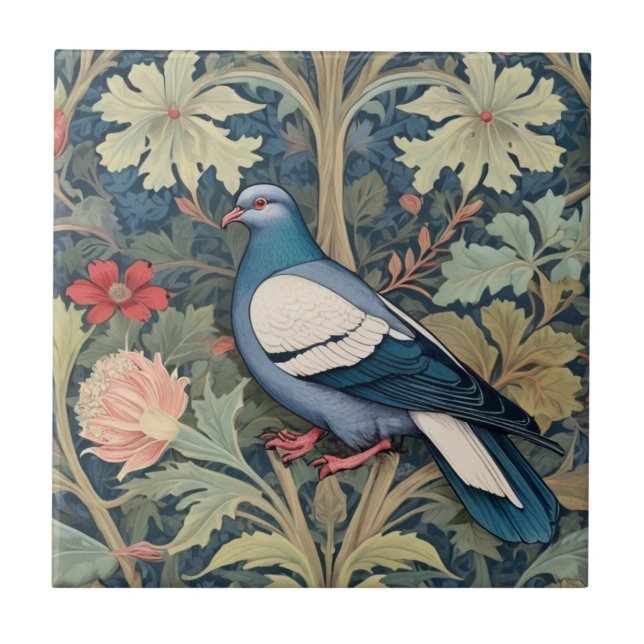 William Morris style Left Floral Pigeon Bird (Frente)