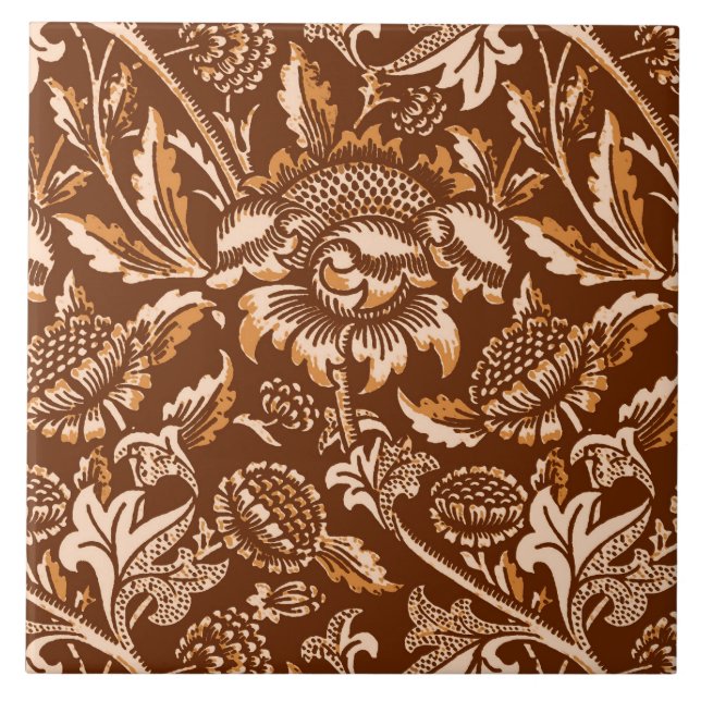 William Morris Sunflower, Chocolate Brown & Beige (Frente)
