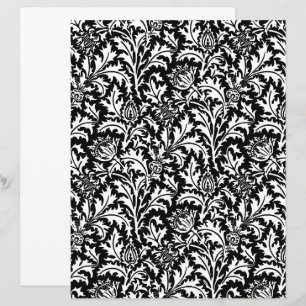 William Morris Thistle Damask, Preto e Branco
