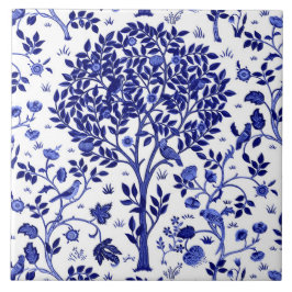 William Morris Tree of Life, Cobalt Blue and White