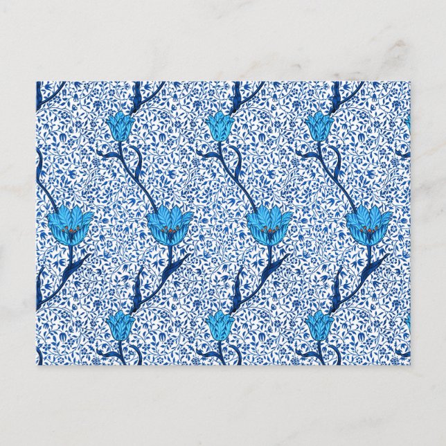 William Morris Tulip Damask, Cartão Azul Cobalto (Frente)