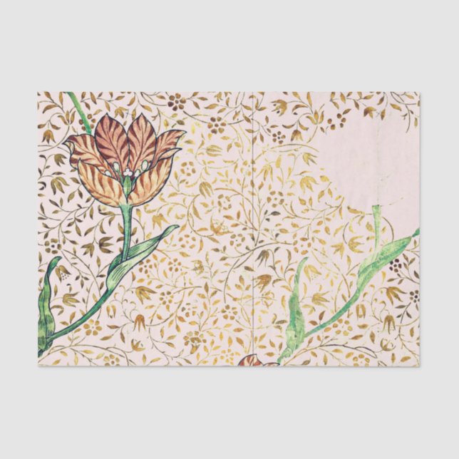 William Morris TULIP DESIGN EM Papel Tecido de PIN (Frente )