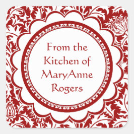 William Morris vermelho que enlata etiquetas da