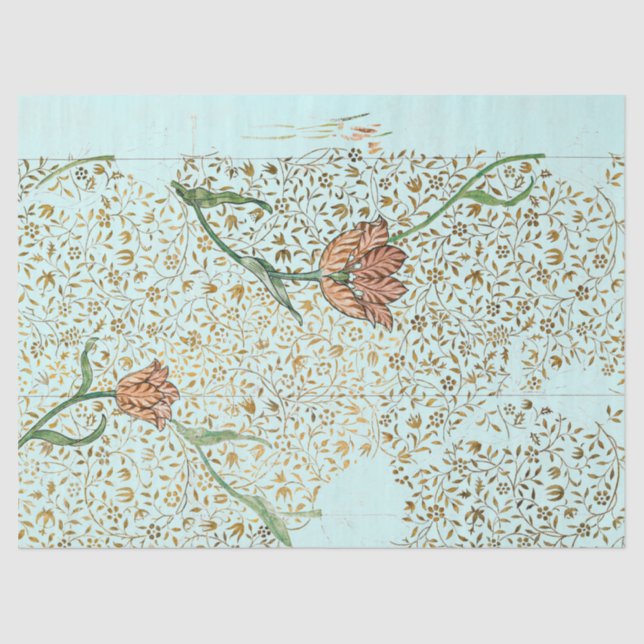 William Morris VINE E TULIP AQUA Papel Tecido (Frente )