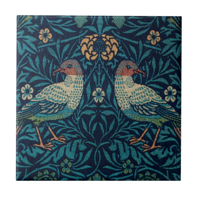 William Morris Vintage Blue Birds Padrão (Frente)