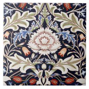 William Morris Vintage Blue Red Floral Flores