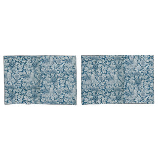 William Morris Vintage Flores Aves Azul Branco