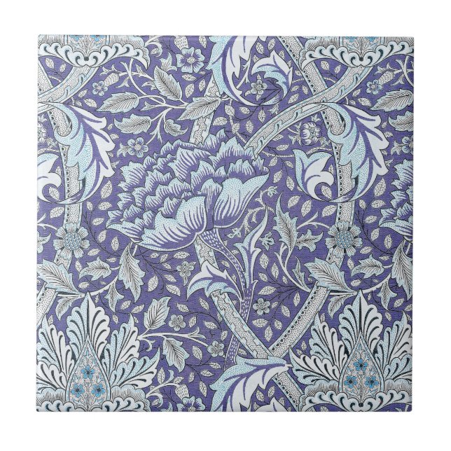 William Morris Windrush Padrão Floral Azul (Frente)