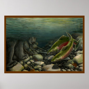 Willife Painting Canadian Nature Impressão Salmon