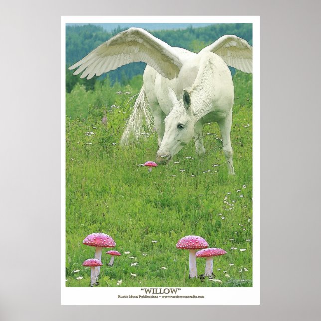 "WILLOW" Pegasus Fantasy Art Poster (Frente)
