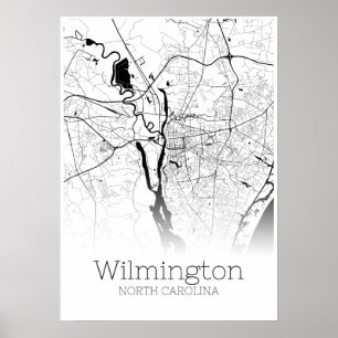 Wilmington Map - Carolina do Norte - Poster do map