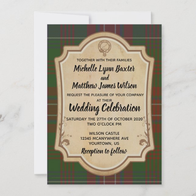 Wilson Tartan Wedding Convite (Frente)