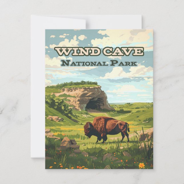 Wind Cave National Park Bison South Dakota Card (Frente)