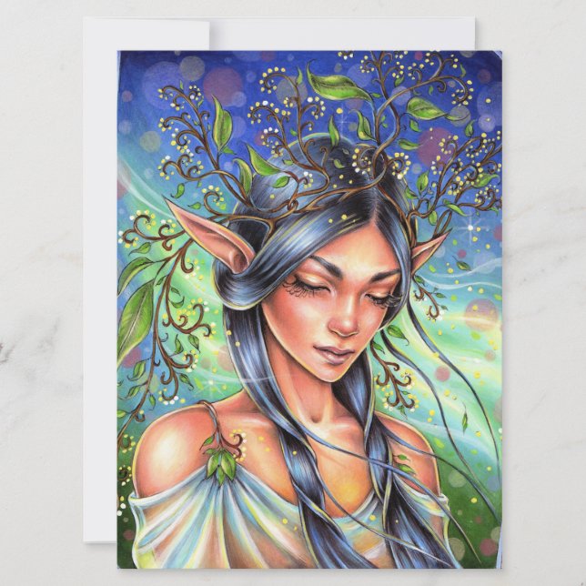 Wind Whispers Fairy Elf Fantasy Wommy Art Card (Frente)