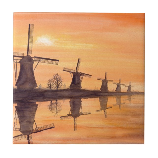 Windmills Sunset - Impressão a Aquarela (Frente)