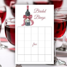 Wine and Bow Bridal shower bingo game
