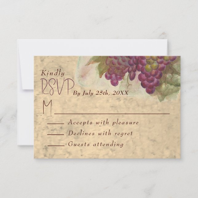 Wine Country Wedding Rustic Elegant RSVP Card (Frente)