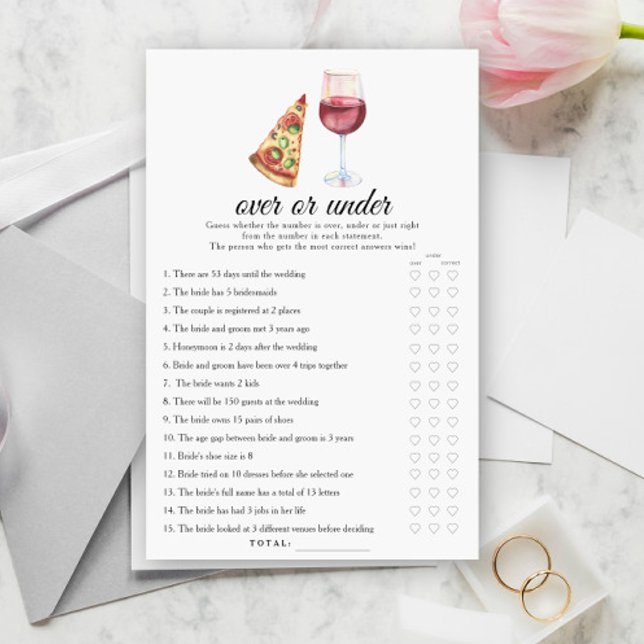Wine & Pizza Bridal shower Over or under game (Criador carregado)