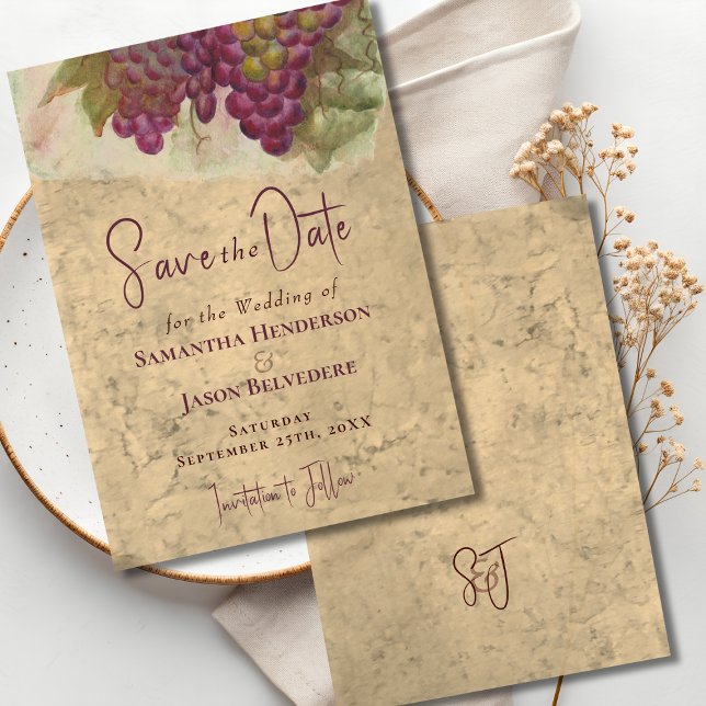 Winery Wedding Save the Date Rustic Monogram (Criador carregado)