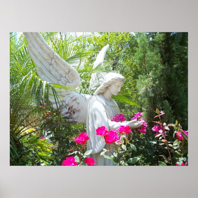Winged Guardian Garden Angel Tropical Poster (Frente)