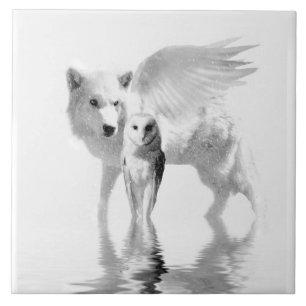 Winged Wolf and Owl Fantasy Art