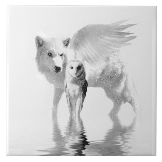 Winged Wolf and Owl Fantasy Art (Frente)