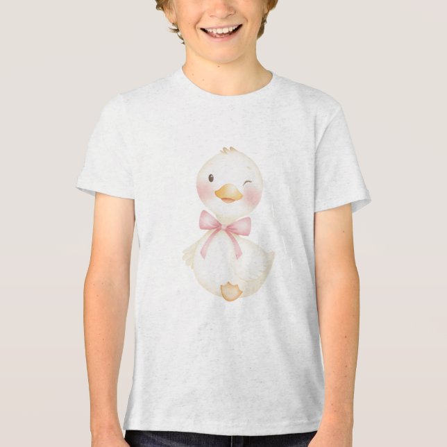 Winking Baby Duck Illustration with Pink Bow (Frente)