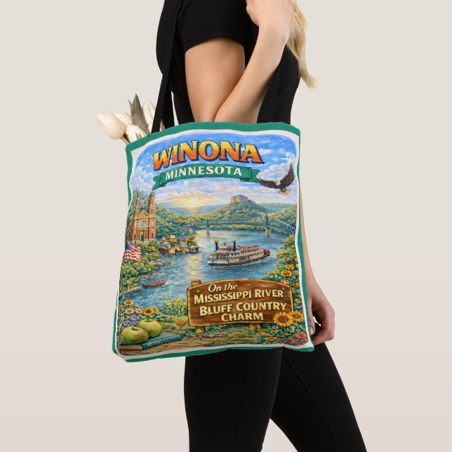 Winona, MN Minnesota Souvenir Tote Bag (Close Up)