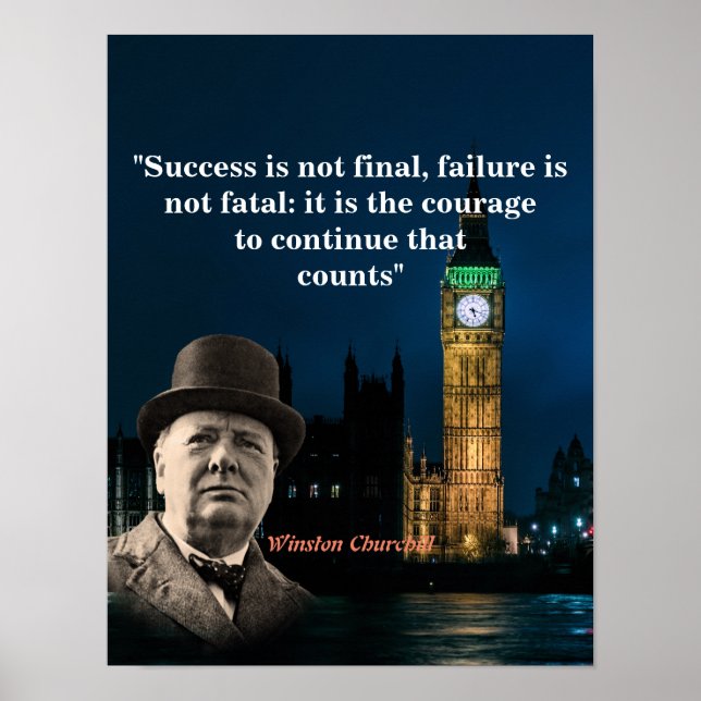 Winston Churchill Cotação Sobre Poster De Coragem (Frente)