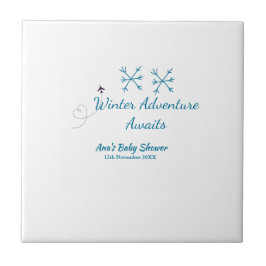 Winter Adventure awaits baby shower blue snowflake