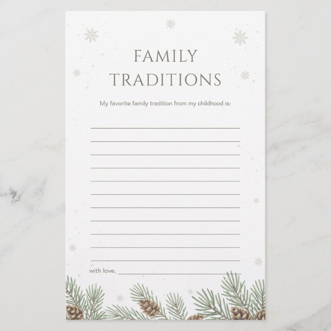 Winter Baby Shower Family Traditions Game (Frente)