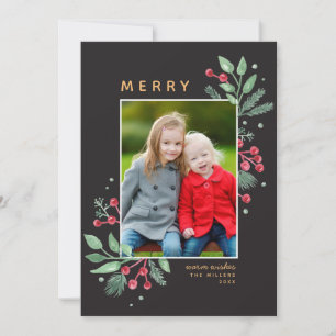 Winter Berries Greenery Feliz Foto de Natal