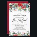 Winter Blooms Floral Bar Mitzvah Convite<br><div class="desc">Convide familiares e amigos com este Bar personalizável, Mitzvah, convite. Apresenta terras aquosas de rosas vermelhas, amoras-vivas e flores de poinsettia com pinos e acentos verdes. Personalize adicionando nomes, data, hora, local e outros detalhes do evento. Este convite floral de inverno é perfeito para o Bar de inverno Mitzvahs. Itens...</div>