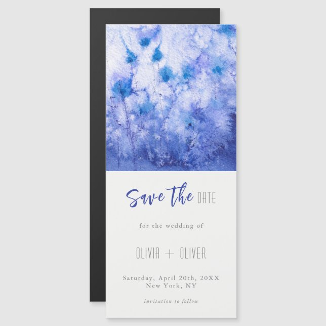 Winter Blue Garden Save the Date Magnetic Card (Ja (Frente/Verso)