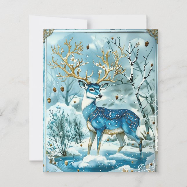 Winter Blue Reindeer Scrapbook Paper (Frente)