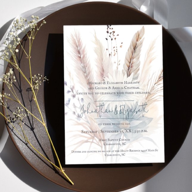 Winter Boho Floral Wedding | Convite Branco (White Winter Boho Floral Wedding Invitation)