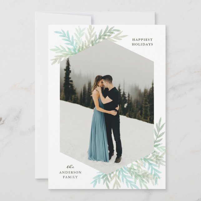 Winter Branches Modern Holiday Cartão com fotos (Frente)