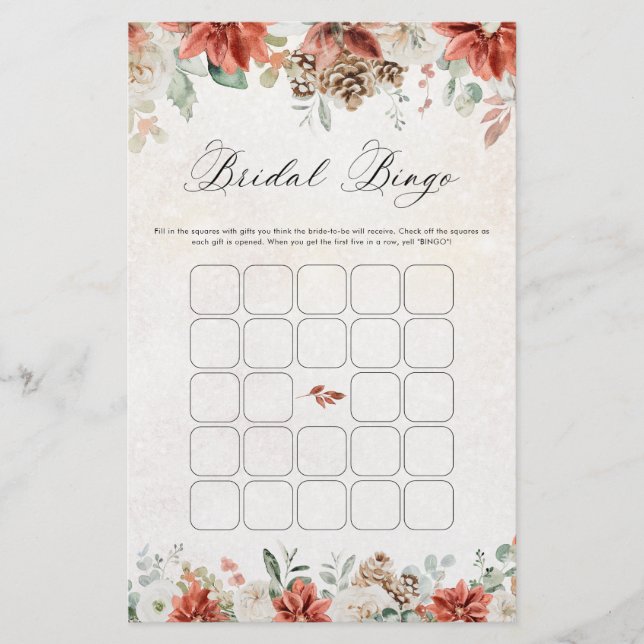Winter Bridal Shower Bingo (Frente)
