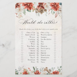 Winter Bridal Shower Shoe Game Card