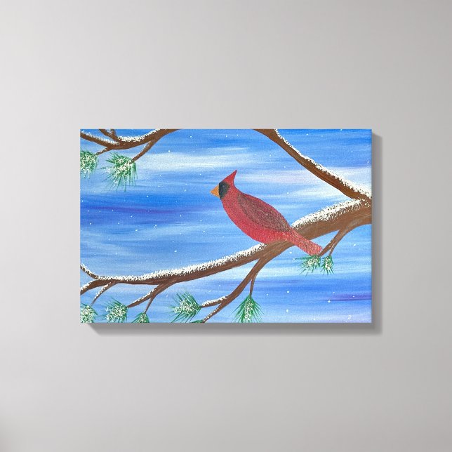 Winter Cardinal Canvas Wall Art (Frente)