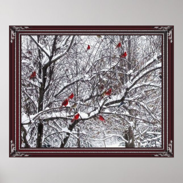 Winter Cardinals Poster (Frente)