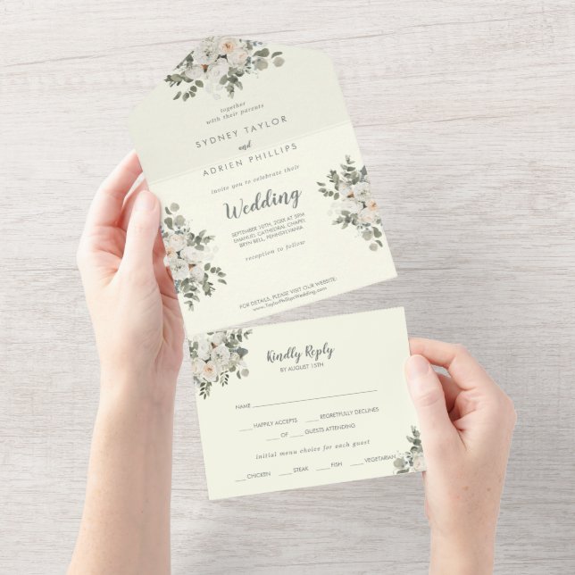 Winter Floral | Casamento de marfim (Aba destacável)