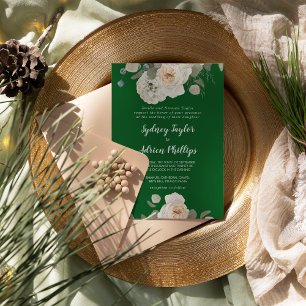Winter Floral   Convite para Casamento Formal Verd