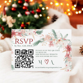 Winter Floral Watercolor Weding RSVP Código QR