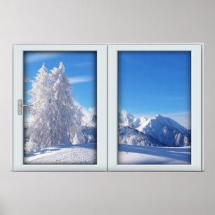 Winter Frosted Treesl Window with a View Poster