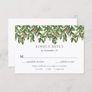 Winter Greenery Holly Wedly convite RSVP Card
