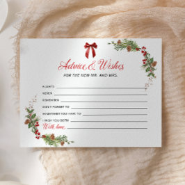 Winter Greenery Red Bow Advice and Wishes card