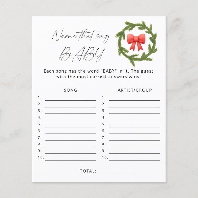 Winter Name, essa música jogo de chá de fraldas (Frente)