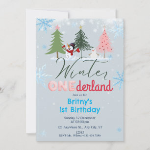 Winter ONEderland Birthday Convite para Snowman az